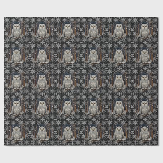 Papier Cadeau Élégante forêt d'hiver de choux blancs de Noël (Plat)