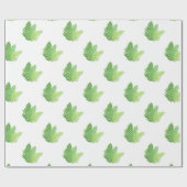 Papier Cadeau Élégante fougères vertes feuilles de bois (Plat)