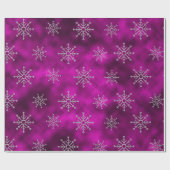 Papier Cadeau Élégante fuchsia Noël flocons de neige vacances (Plat)