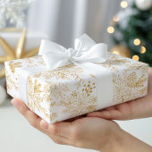 Papier Cadeau Élégante Gold Line Art Noël Floral