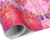 Papier Cadeau Élégante Hydrangea Limelight Violette et Orange (Coin rond)