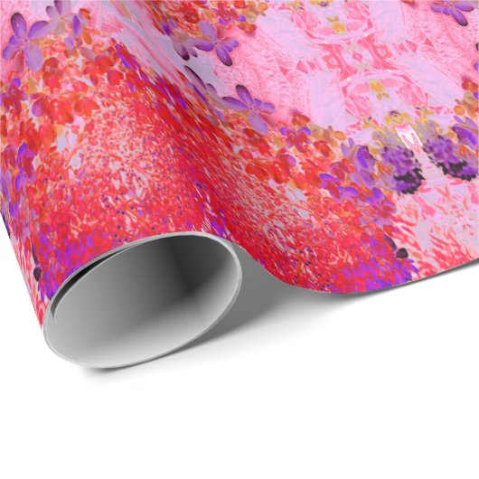 Papier Cadeau Élégante Hydrangée violette et orange Limelight (Coin rond)