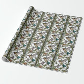 Papier Cadeau Élégante illustration de colibri botanique boho ch (Déroulé)