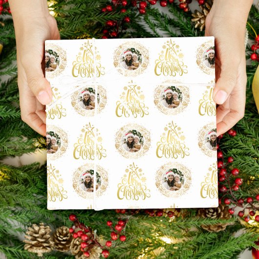 Papier Cadeau Elégante Joyeux Noël Gold Photo