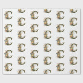 Papier Cadeau Élégante lettre florale bohème C (Plat)