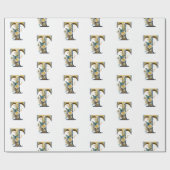 Papier Cadeau Élégante lettre florale bohème T (Plat)