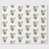 Papier Cadeau Élégante lettre florale bohème V (Plat)