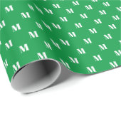 Papier Cadeau Elégante lettre initiale monogramme vert blanc per (Coin rond)