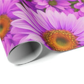 Papier Cadeau Élégante marguerite florale magenta rose foncé (Coin rond)