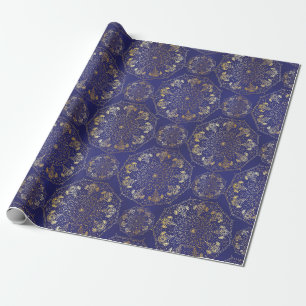 Papier Cadeau Elégante Marguerite Jaune & Snowdrop Mandala Blue