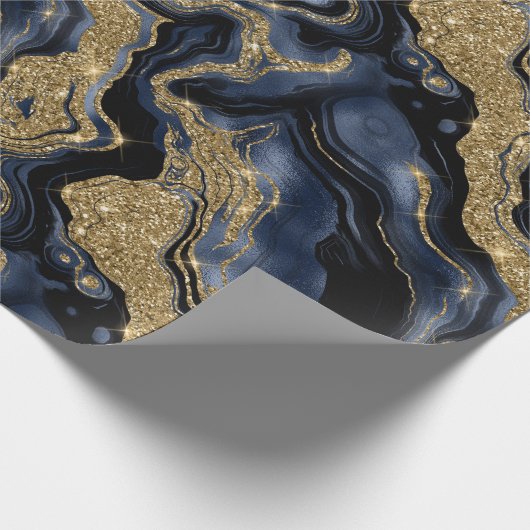 Papier Cadeau Elégante Marine Blue & Gold Parties scintillant Ag (Coin)