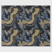Papier Cadeau Elégante Marine Blue & Gold Parties scintillant Ag (Plat)