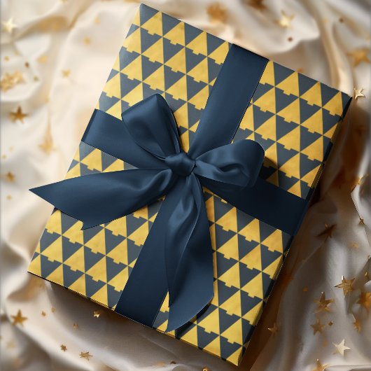 Papier Cadeau Elégante marine géométrique Bleu Noël Arbre de Noë