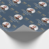 Papier Cadeau Elégante Marine & Gold 80e & Légendaire Anniversai (Coin)