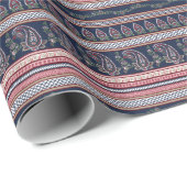 Papier Cadeau Elégante Marine Paisley : Conception des frontière (Coin rond)