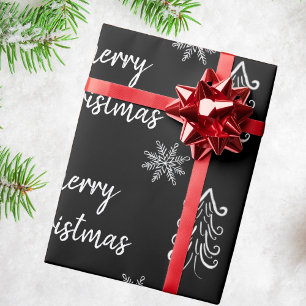 Papier Cadeau Élégante Marque noire et blanche Joyeux Noël