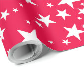 Papier Cadeau Élégante Nostalgie Noël Rouge Modèle étoiles (Coin rond)