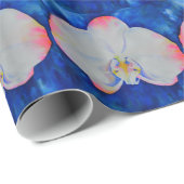 Papier Cadeau Elégante orchidée d'aquarelle blanche rose (Coin rond)