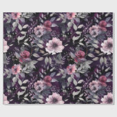 Papier Cadeau Élégante page de découpage en fleurs foncées viole (Plat)