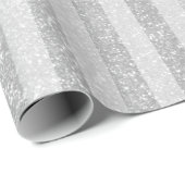 Papier Cadeau Elégante parties scintillant argent rayures chic p (Coin rond)