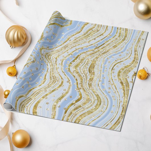 Papier Cadeau Élégante Parties scintillant de de percées bleu c