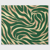 Papier Cadeau Elégante Parties scintillant d'or Zebra Green Post (Plat)