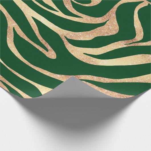 Papier Cadeau Elégante Parties scintillant d'or Zebra Green Post (Coin)