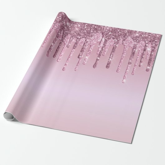 Papier Cadeau Elégante parties scintillant élégante en or rose r (Déroulé)