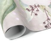 Papier Cadeau Elégante Parties scintillant en marbre fleuri rose (Coin rond)