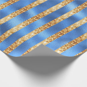 Papier Cadeau Élégante Parties scintillant en or métallique bleu