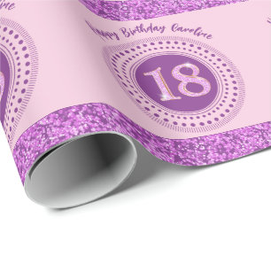 Papier Cadeau Elégante Parties scintillant rose 18e anniversaire