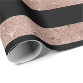 Papier Cadeau Élégante Parties scintillant Rose noir or rayé (Coin rond)