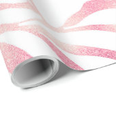 Papier Cadeau Elégante Parties scintillant Rose or Zebra White P (Coin rond)
