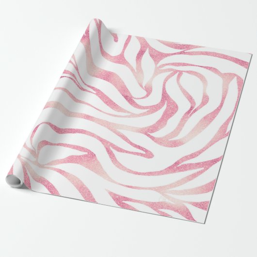 Papier Cadeau Elégante Parties scintillant Rose or Zebra White P (Déroulé)