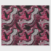 Papier Cadeau Elégante Parties scintillant rouge et argent Agate (Plat)