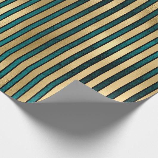 Papier Cadeau Élégante Parties scintillant Turquoise or rayé For (Coin)
