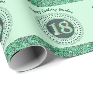 Papier Cadeau Elégante Parties scintillant verte du 18ème annive