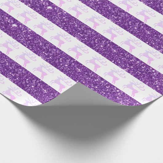 Papier Cadeau Elégante parties scintillant violette rayée Noël C (Coin)