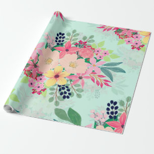 Papier Cadeau Elégante peinture à l'aquarelle florale à la me