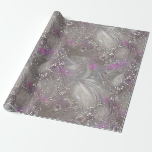 Papier Cadeau Elégante perle violet gris perle paille