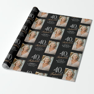 Papier Cadeau Élégante photo de 40 ans et fabuleux 40e anniversa