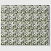 Papier Cadeau Elégante photo de fleurs florales blanches (Plat)