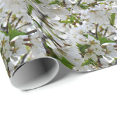 Papier Cadeau Elégante photo de fleurs florales blanches (Coin rond)