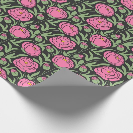 Papier Cadeau Elégante Pierre rose Fleurs (Coin)