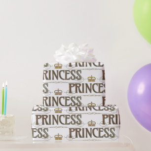 Papier Cadeau Élégante PRINCESS Pourcentage Lettres Couronne