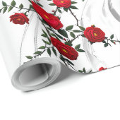 Papier Cadeau Élégante Rose rouge (Coin rond)