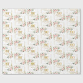 Papier Cadeau Elégante rose rousse roses eucalyptus 90e annivers (Plat)