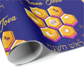 Papier Cadeau Elégante SHANA TOVA Rosh Hashanah (Coin rond)