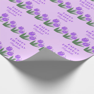 Papier Cadeau Elégante Tulipe rétro Floral Violet Anniversaire