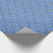 Papier Cadeau Élégante typographie moderne Bleu Joyeux Noël (Coin)